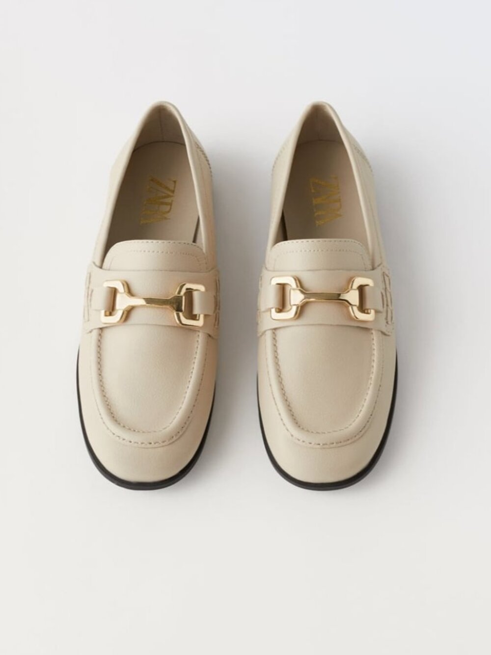 Zara little girl cream loafers with buckle size 1